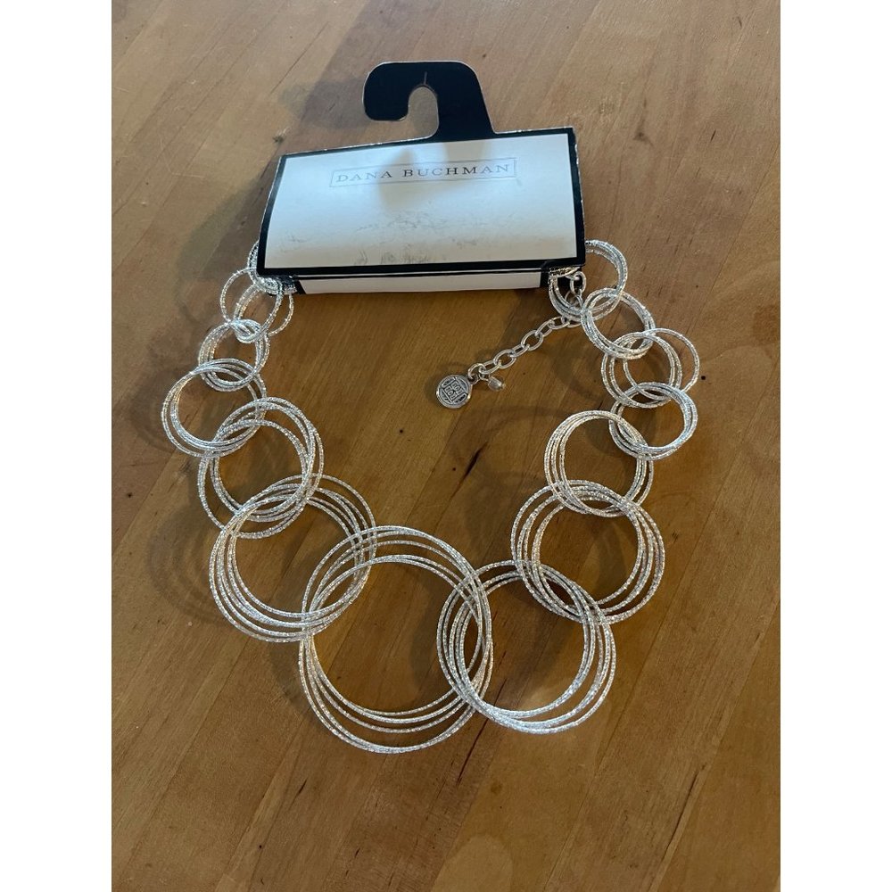 New Dana Buchanan Glittery Circlets Silver Statement Necklace